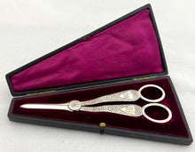 Cased Pair of Silver Plated Grape Scissors. John Sanderson & Son of Sheffield.