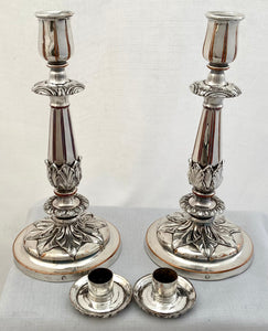 Late Georgian Pair of Old Sheffield Plate Candlesticks. Roberts, Smith & Sissons. circa 1830 - 1840.