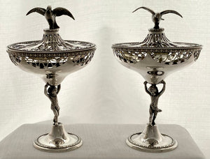 Edwardian Pair of Pierced Silver Pedestal Dishes. Birmingham 1910 Asprey & Co. Ltd. 11 troy ounces.