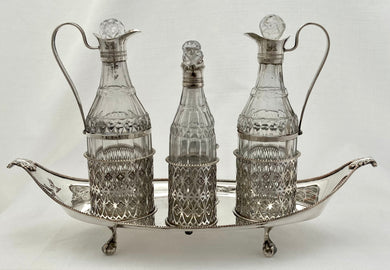 Georgian, George III, Silver Mounted Old Sheffield Plate Cruet Stand. London 1800.