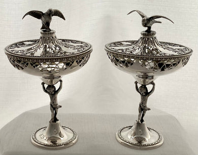 Edwardian Pair of Pierced Silver Pedestal Dishes. Birmingham 1910 Asprey & Co. Ltd. 11 troy ounces.