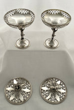 Edwardian Pair of Pierced Silver Pedestal Dishes. Birmingham 1910 Asprey & Co. Ltd. 11 troy ounces.