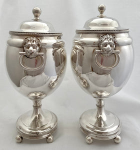 Georgian, George III, Pair of Old Sheffield Plate Urns. Circa 1810 - 1820.