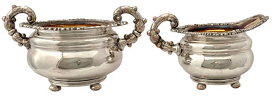 George IV Old Sheffield Plate Sugar Bowl & Cream Jug, circa 1820.