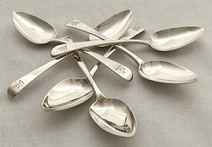 Georgian, George III, Set of Six Silver Dessert Spoons. London 1801 Eley & Fearn. 7 troy ounces.