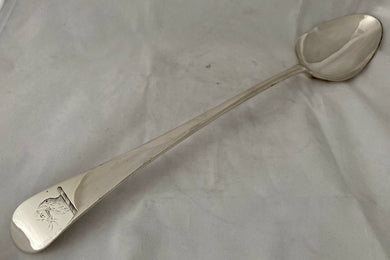 Georgian, George III, Silver Basting Spoon. Crested for Berkeley Family of Spetchley Park. London 1791 William Sumner I.  4.6 troy ounces.