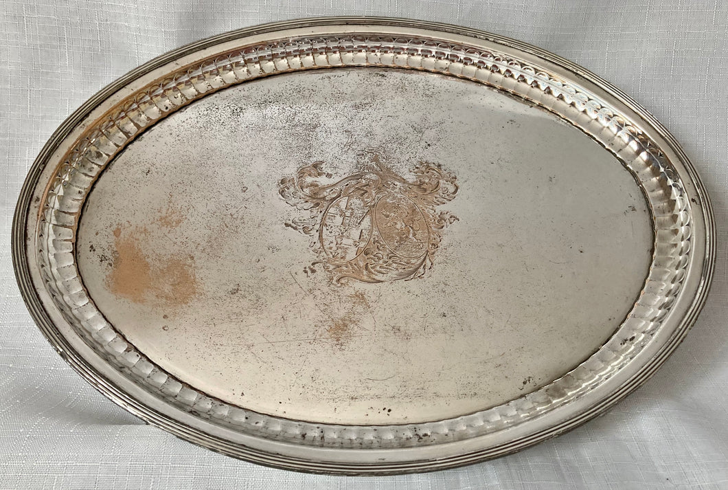 Georgian, George III, Old Sheffield Plate Salver.  Armorial: Sir Samuel Brydges of Denton Court 1st Baronet.