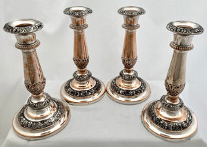 William IV Set of Four Old Sheffield Plate Candlesticks, circa 1830.