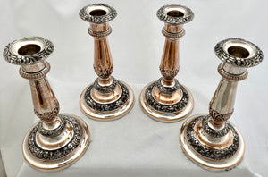 William IV Set of Four Old Sheffield Plate Candlesticks, circa 1830.