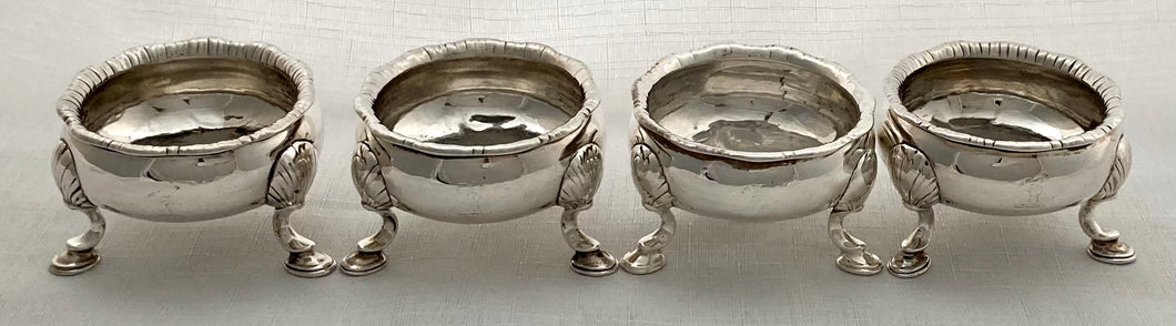 Georgian, George III, Set of Four Scottish Silver Salts. Glasgow 1776 Milne & Campbell. 11 troy ounces.