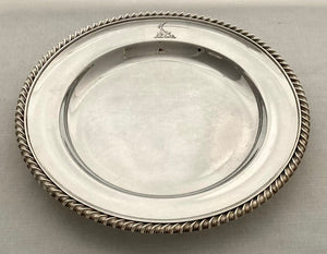 Late Georgian, Old Sheffield Plate Crested Dinner Plate. J. Watson & Co. Sheffield, circa 1830.