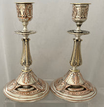 Victorian Pair of Silver Plated Neo Classical Candlesticks. Elkington & Co. 1874.