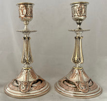 Victorian Pair of Silver Plated Neo Classical Candlesticks. Elkington & Co. 1874.