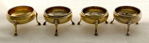 Georgian, George III, Set of Four Silver Gilt Salts. London 1787 Charles Hougham. 7 troy ounces.