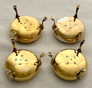 Georgian, George III, Set of Four Silver Gilt Salts. London 1787 Charles Hougham. 7 troy ounces.