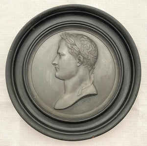 19th Century Napoleon Bonaparte Laureate Bust Roundel Relief Plaque, after Bertrand Andrieu.