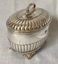 Silver Plated Tea Caddy with Fluted Decoration. C. R. Carlstrom of Stockholm, Sweden.