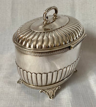 Silver Plated Tea Caddy with Fluted Decoration. C. R. Carlstrom of Stockholm, Sweden.