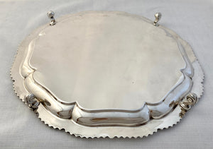 Early 20th Century Large Silver Plated Salver on Four Scroll Feet.