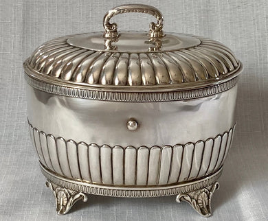 Silver Plated Tea Caddy with Fluted Decoration. C. R. Carlstrom of Stockholm, Sweden.