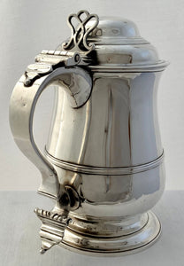 Georgian, George III, Silver Lidded Quart Tankard. London 1770 John Delmester. 30 troy ounces.