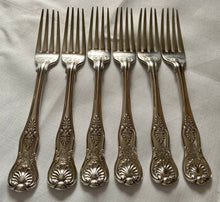Georgian, George IV, Six Silver Double Struck Kings Pattern Regimental Table Forks. London 1828 William Chawner II. 19 troy ounces.
