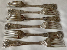 Georgian, George IV, Six Silver Double Struck Kings Pattern Regimental Table Forks. London 1828 William Chawner II. 19 troy ounces.