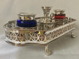 Georgian, George III, Old Sheffield Plate Galleried Inkstand, circa 1780 - 1800.