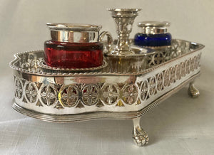 Georgian, George III, Old Sheffield Plate Galleried Inkstand, circa 1780 - 1800.