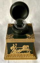 19th Century French Empire Style Gilt Bronze Mounted Ebonised Metalware Inkwell.