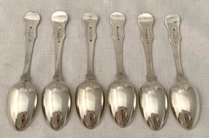 Victorian Six Silver Teaspoons. Newcastle 1845 John Walton. 4.9 troy ounces.