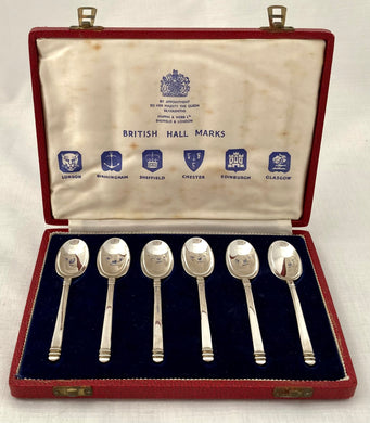 Elizabeth II Cased Set of British Hallmarks Coffee Spoons. Mappin & Webb 1957/58. 2.4 troy ounces.