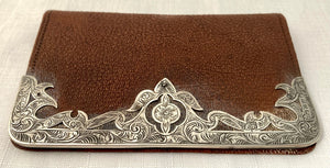 Victorian Silver Mounted Leather Wallet. Birmingham 1898 Charles Penny Brown.