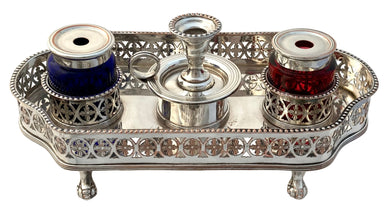 George III Old Sheffield Plate Galleried Inkstand, circa 1780 - 1800.