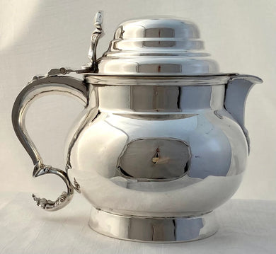 19th Century Silver Plate on Copper Ale Jug with Inset Coin to the Cover.