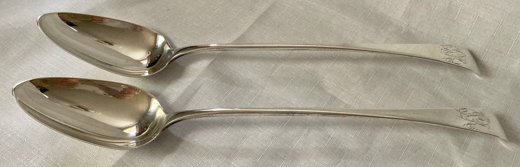 Georgian, George III, Pair of Silver Basting Spoons. London 1798 Hannah Northcote. 6.6 troy ounces.