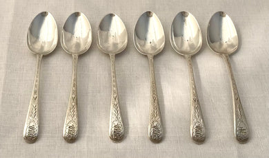 Georgian, George III, Six Silver Teaspoons. London 1803 William Eley & William Fearn. 2.7 troy ounces.