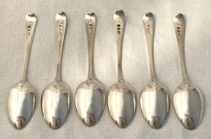 Georgian, George III, Six Silver Teaspoons. London 1803 William Eley & William Fearn. 2.7 troy ounces.