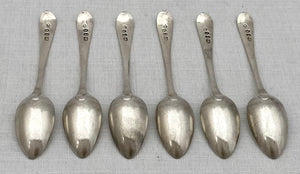 Georgian, George III, Six Silver Teaspoons. London 1794 George Wintle. 3.5 troy ounces.
