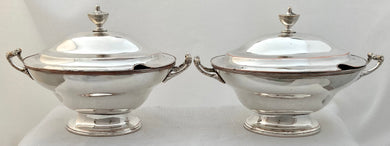 Georgian, George III, Pair of Old Sheffield Plate Sauce Tureens. Circa 1810.