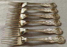Georgian, George IV, Set of Six Silver Double Struck Kings Pattern Regimental Forks. London 1828 William Chawner II. 10 troy ounces.