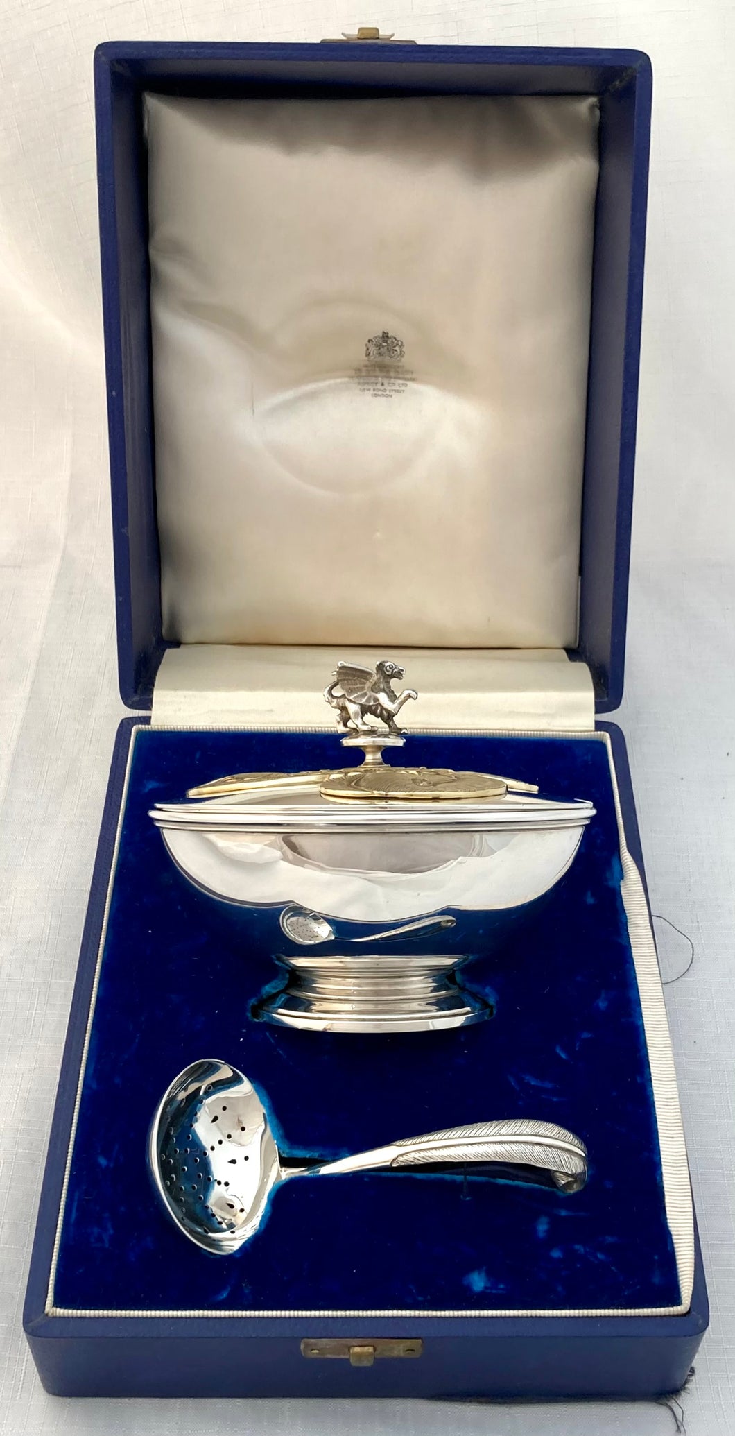Elizabeth II Silver Bowl & Sifter Ladle for the Investiture of Charles, Prince of Wales. London 1968 Asprey & Co. Ltd. 17.4 troy ounces.
