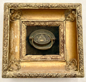 19th Century Gilt Framed Nelson & Trafalgar Commemorative Brass Drawer Handle.