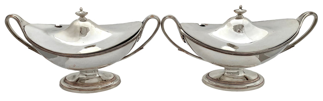 Pair of George III Old Sheffield Plate Sauce Tureens. Circa 1790.