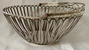 Georgian, George III, Old Sheffield Plate Wirework Swing Handled Basket, circa 1800.
