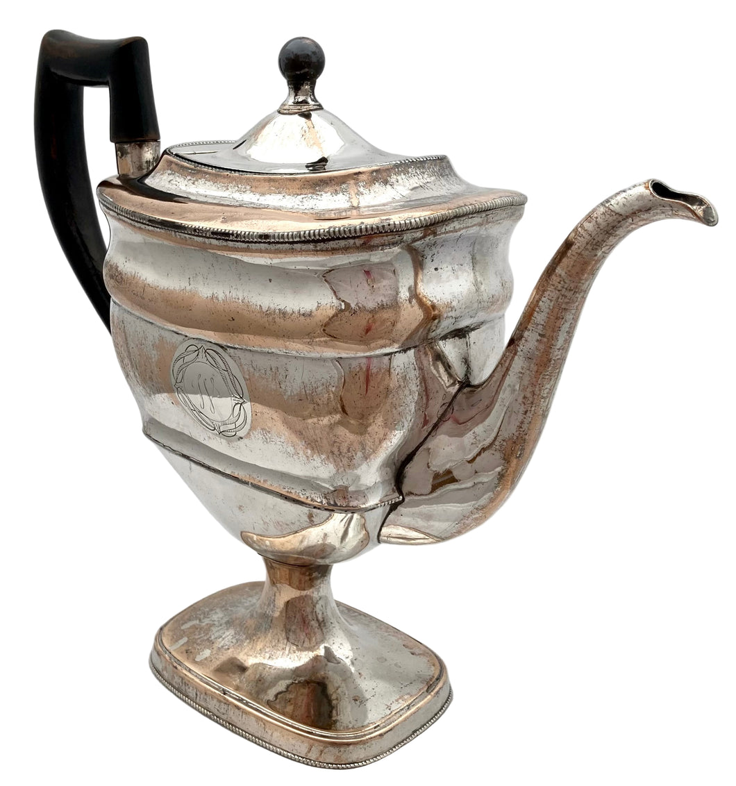 George III Old Sheffield Plate, Pedestal Teapot, circa 1810.