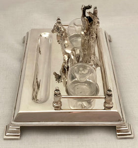 Early 20th Century Silver Plated Inkstand of Equine & Naturalistic Interest.
