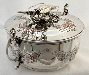 Silver Plated Lobster Bisque Lidded Bowl.