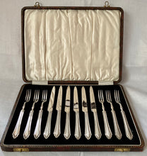 Cased Set of Silver Plated Fruit Knives & Forks for Six. I. S. Greenberg & Co. of Birmingham, circa 1930.