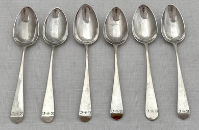 Georgian, George III, Six Silver Teaspoons. London 1790 Godbehere & Wigan. 1.5 troy ounces.